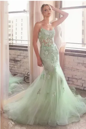 Sage Embellished Pastel Mermaid Dress