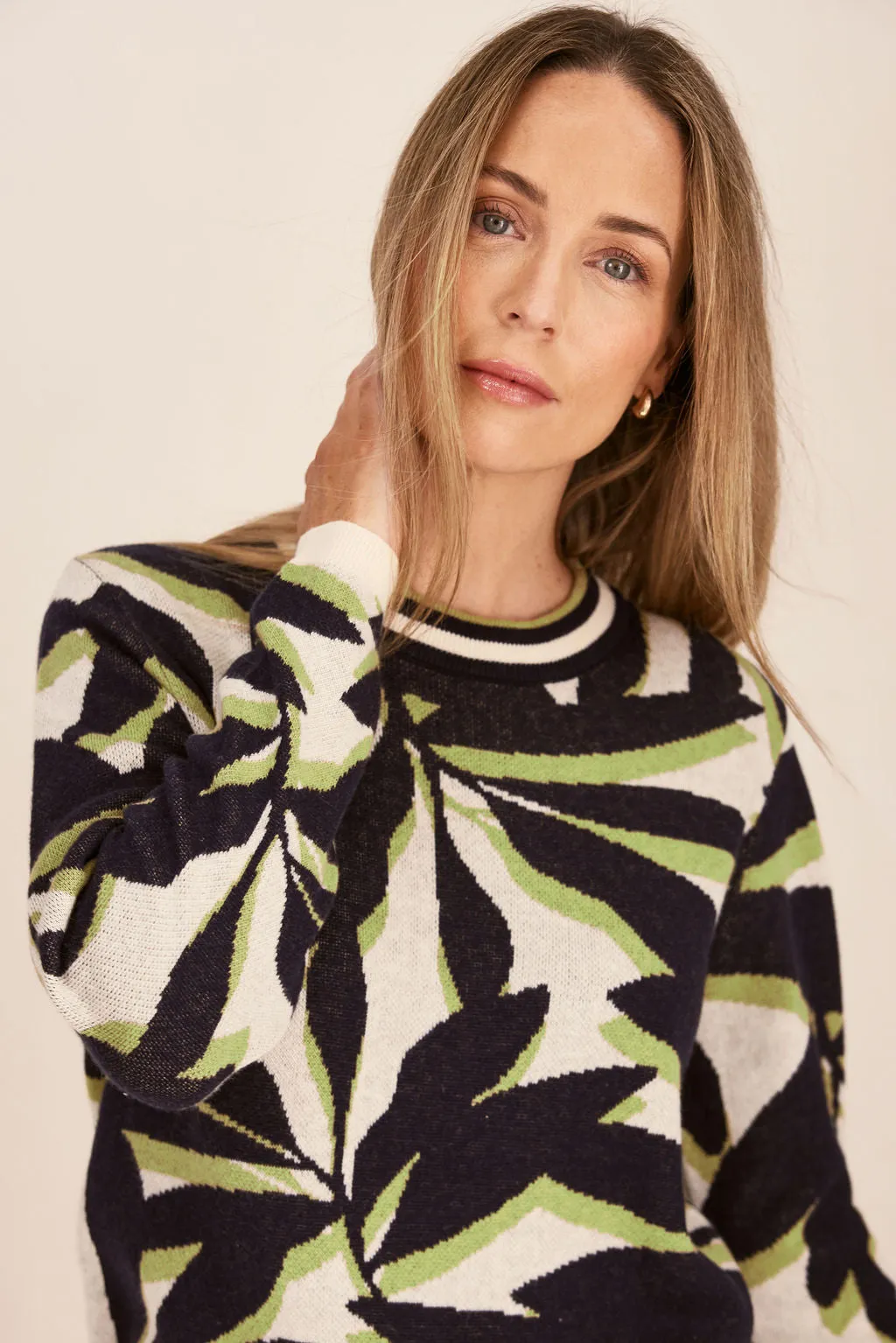 See Saw Fauna Sweater in Navy Lime Vanilla