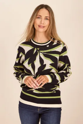 See Saw Fauna Sweater in Navy Lime Vanilla