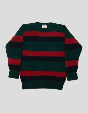 SHAGGY DOG STRIPE SWEATER GREEN/RED/NAVY - CLASSIC FIT