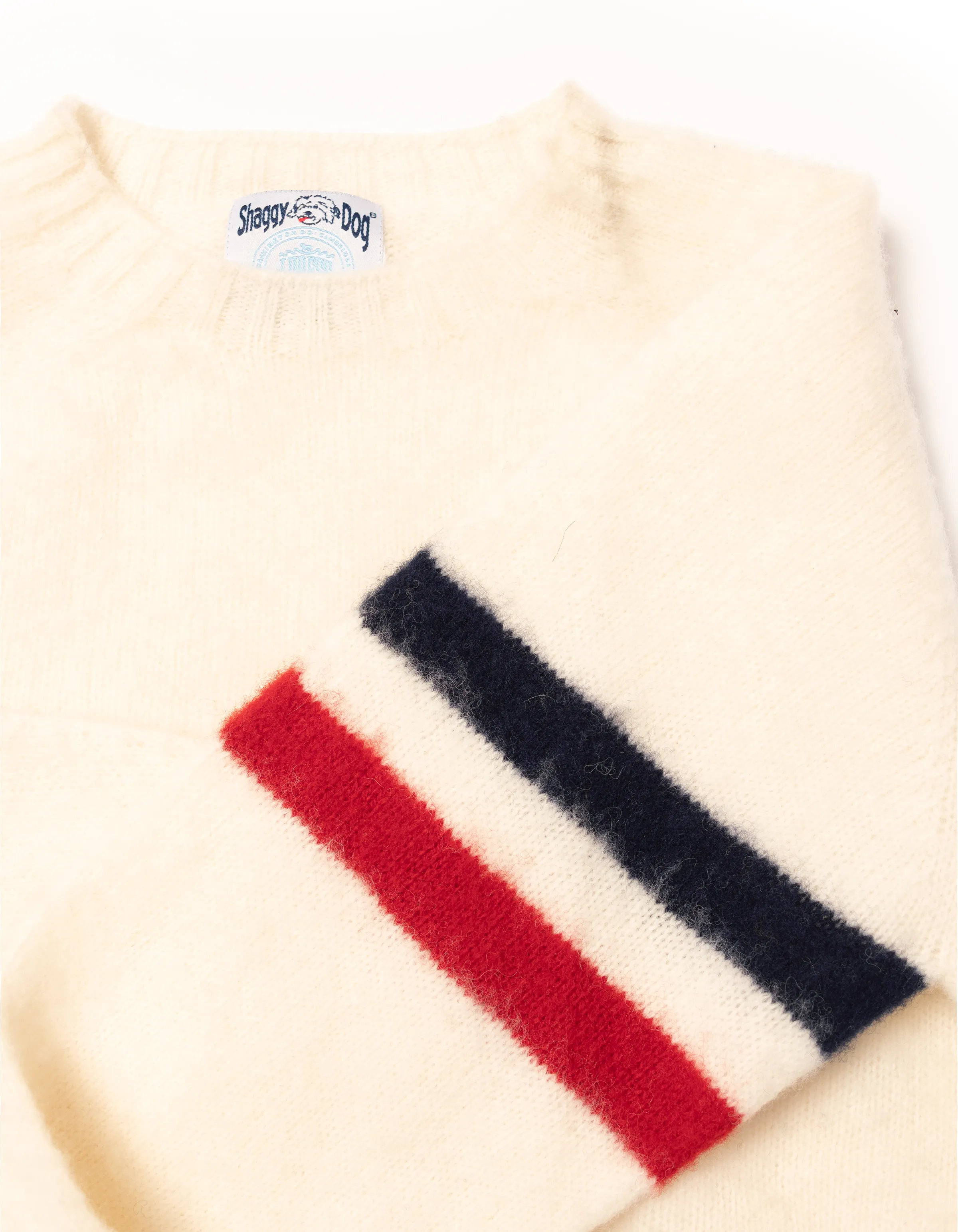 SHAGGY DOG SWEATER WHITE TWO COLOR RINGS - TRIM FIT