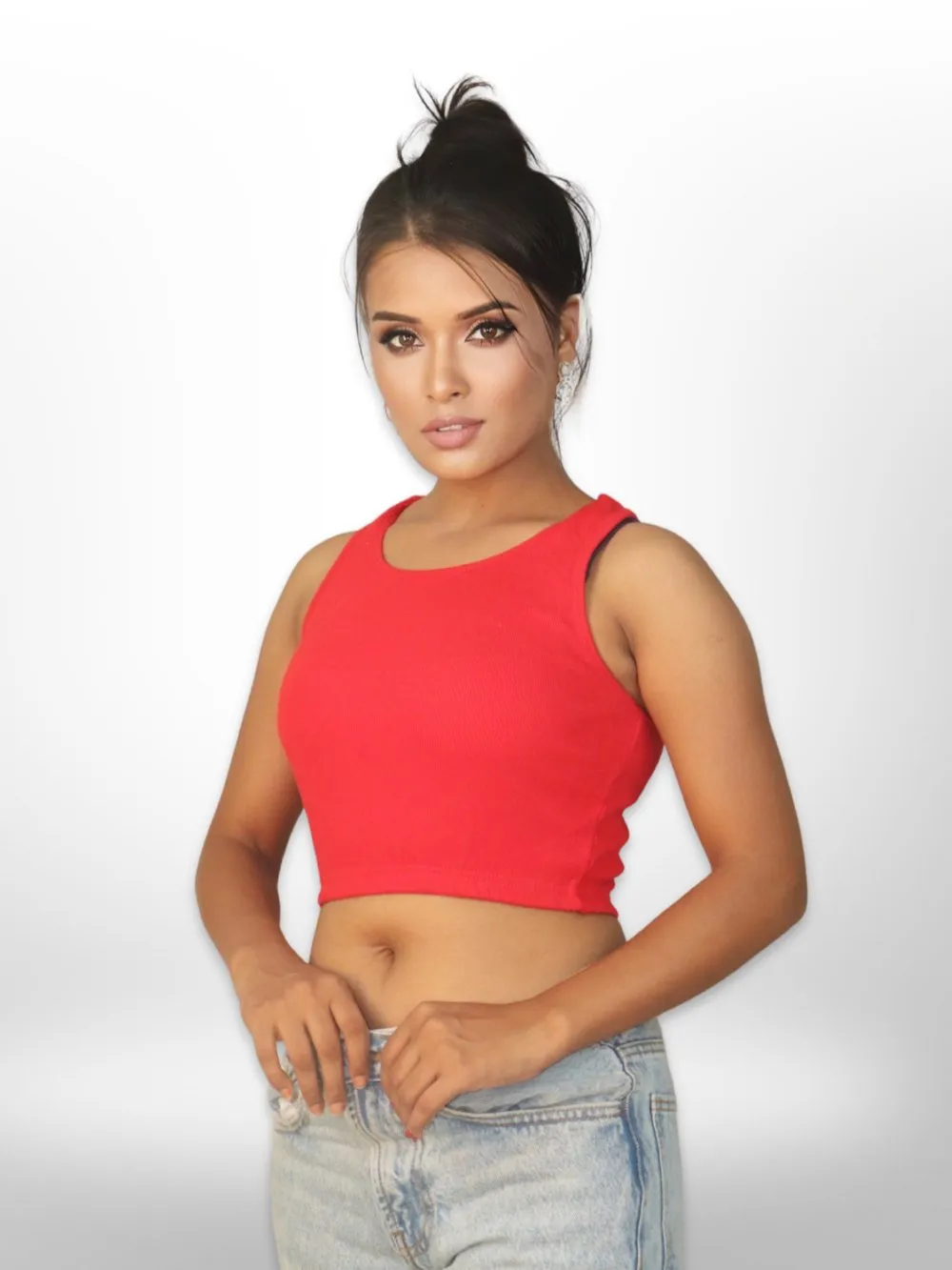 Shape Rib Scoop Neck Crop Top