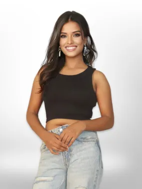 Shape Rib Scoop Neck Crop Top