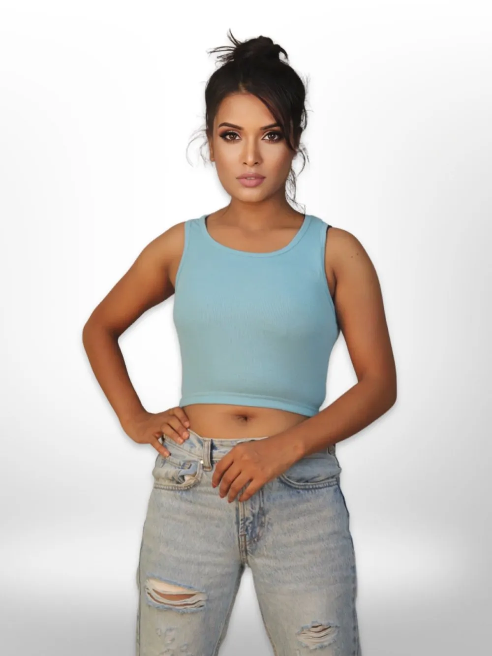 Shape Rib Scoop Neck Crop Top