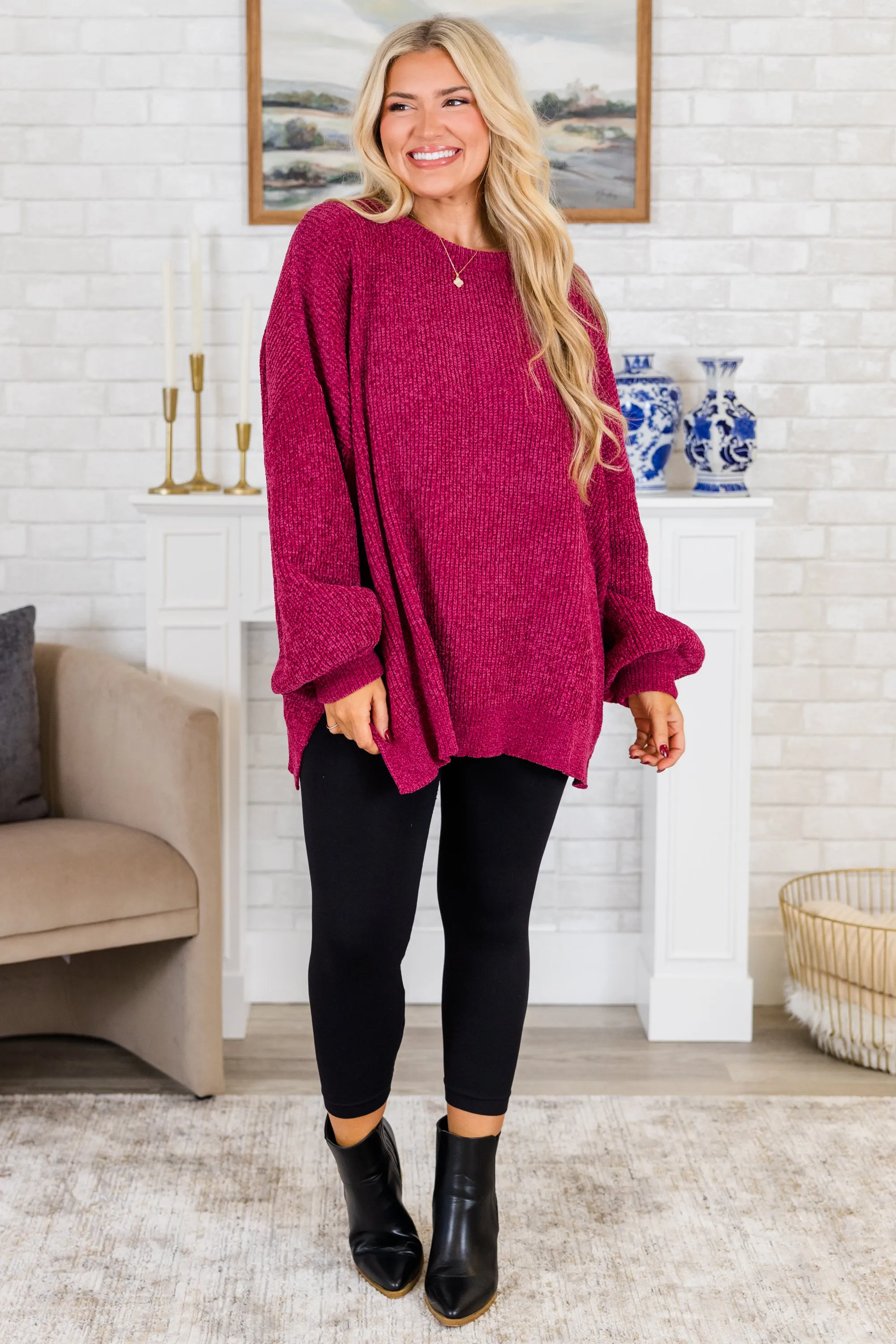 Simple But Sweet Sweater, Magenta