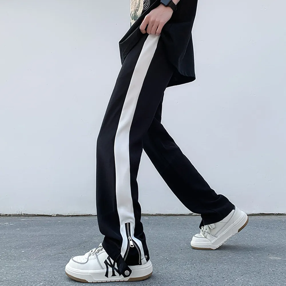 Simple Zipper and Drawstring Cargo Sweatpants