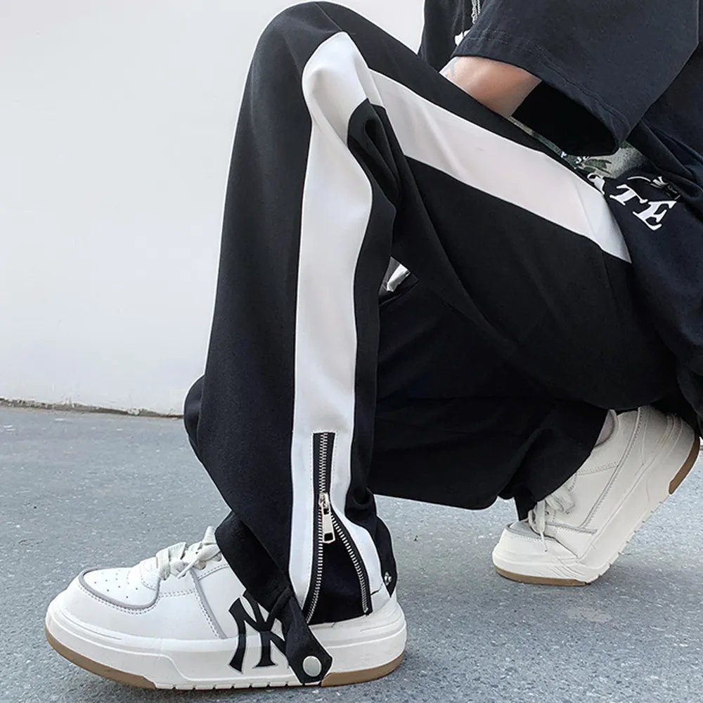 Simple Zipper and Drawstring Cargo Sweatpants