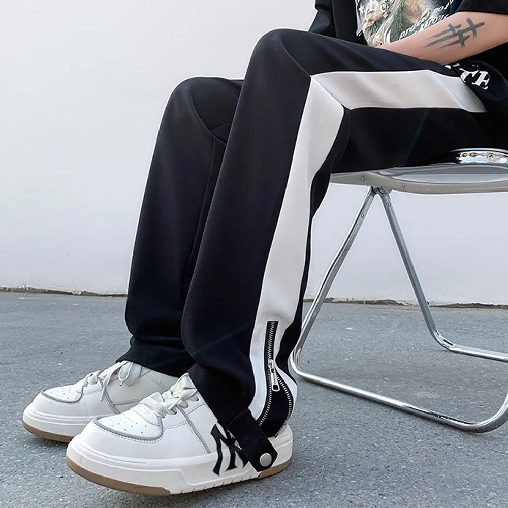 Simple Zipper and Drawstring Cargo Sweatpants