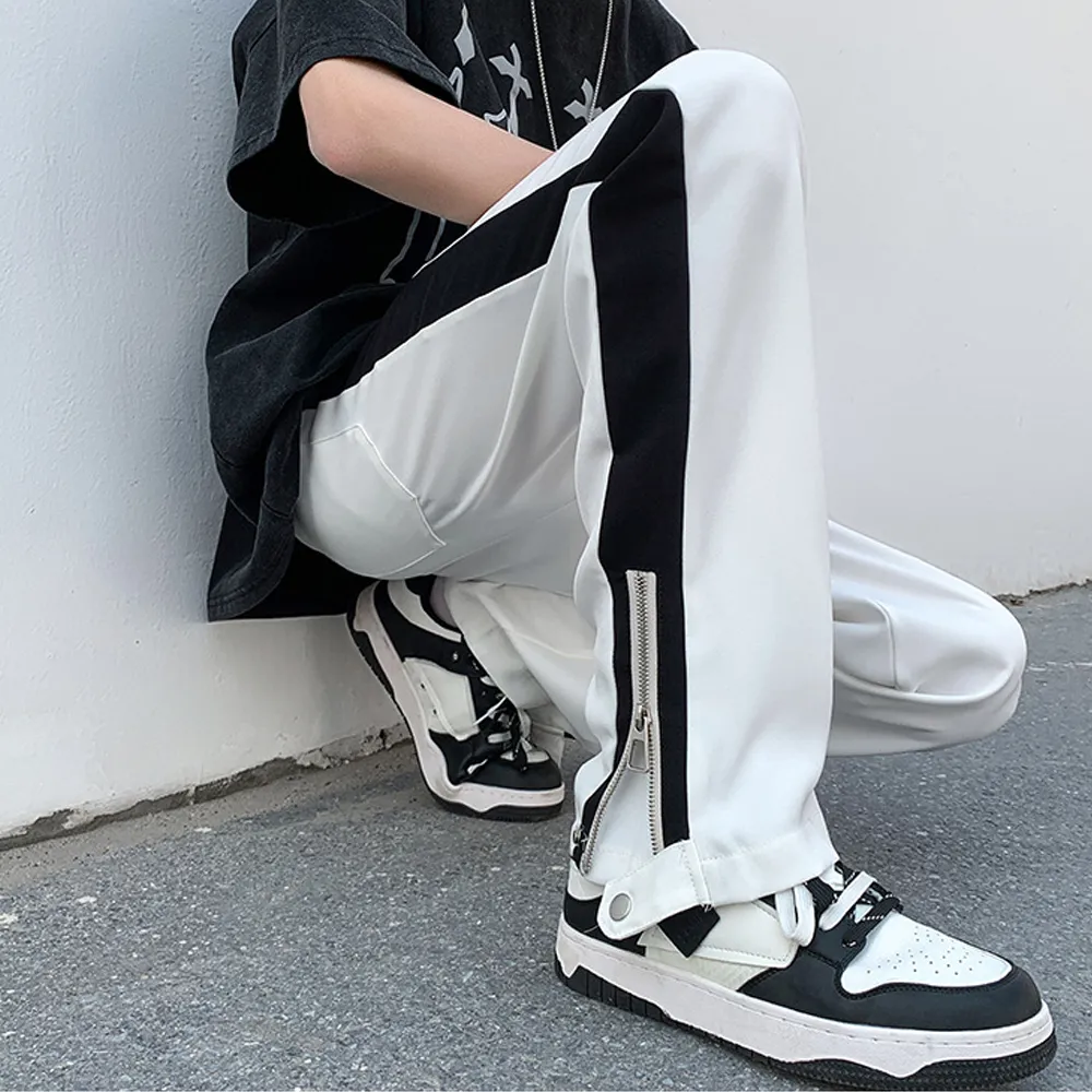 Simple Zipper and Drawstring Cargo Sweatpants