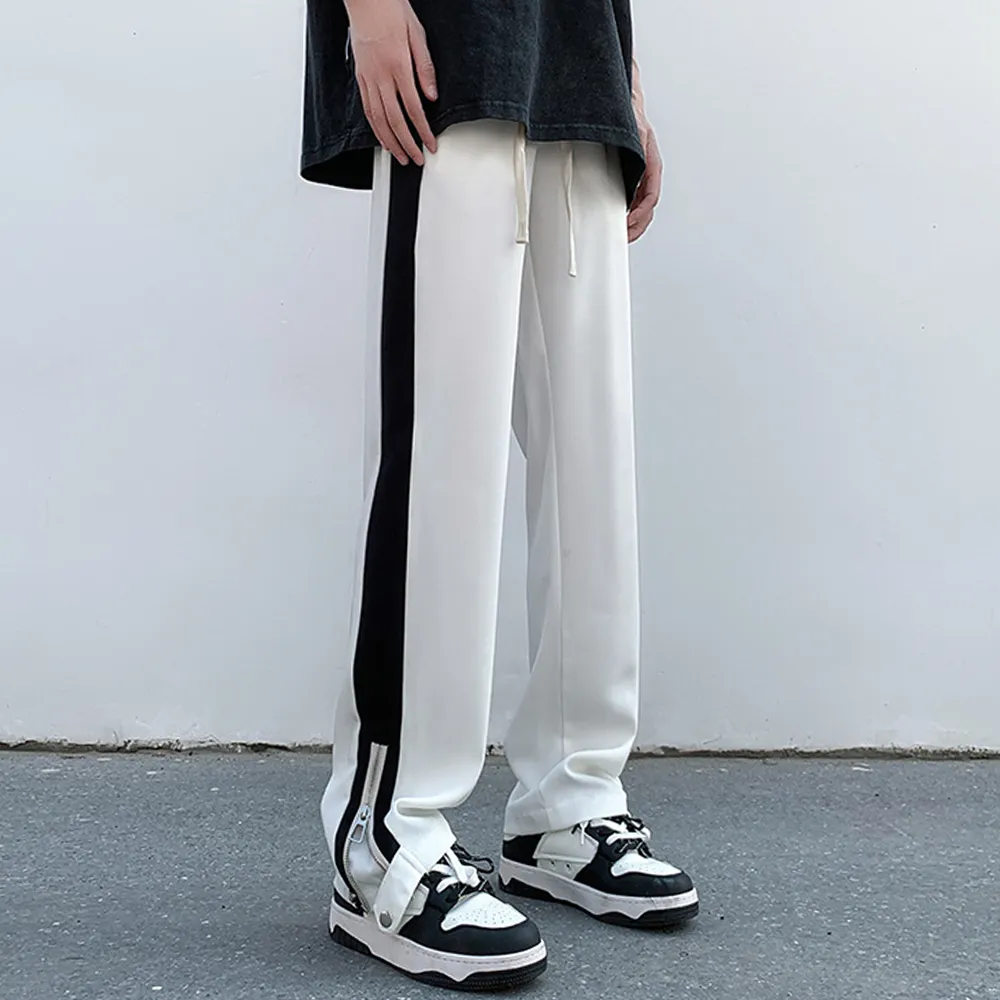Simple Zipper and Drawstring Cargo Sweatpants
