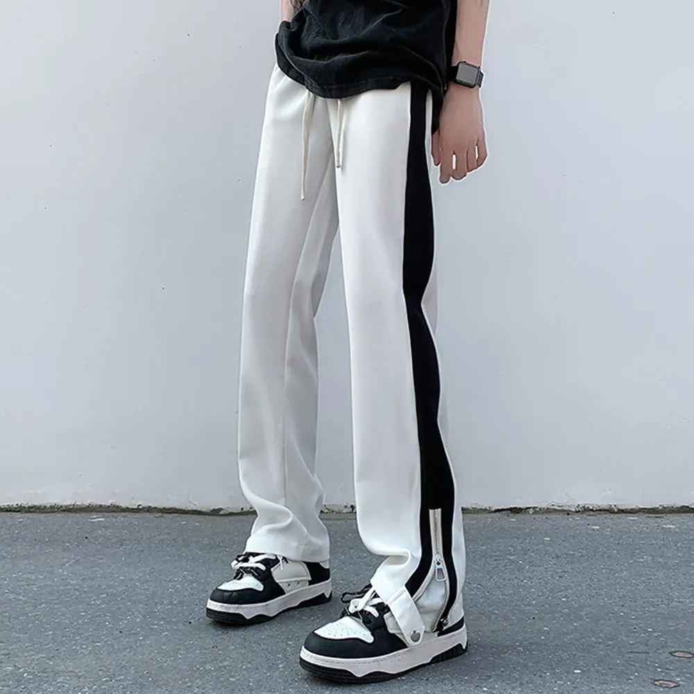 Simple Zipper and Drawstring Cargo Sweatpants