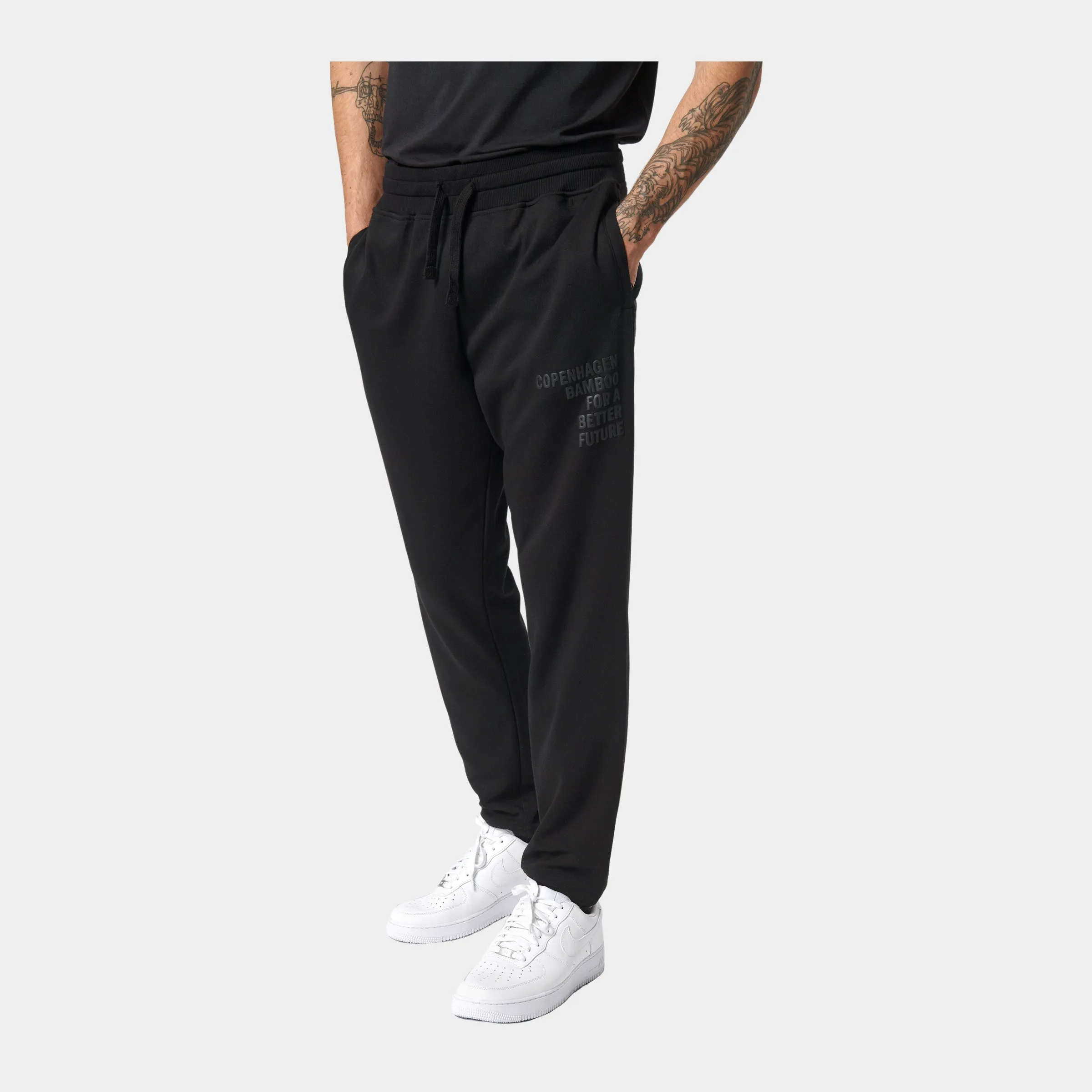 Sort bambus hoodie joggingsæt med logo