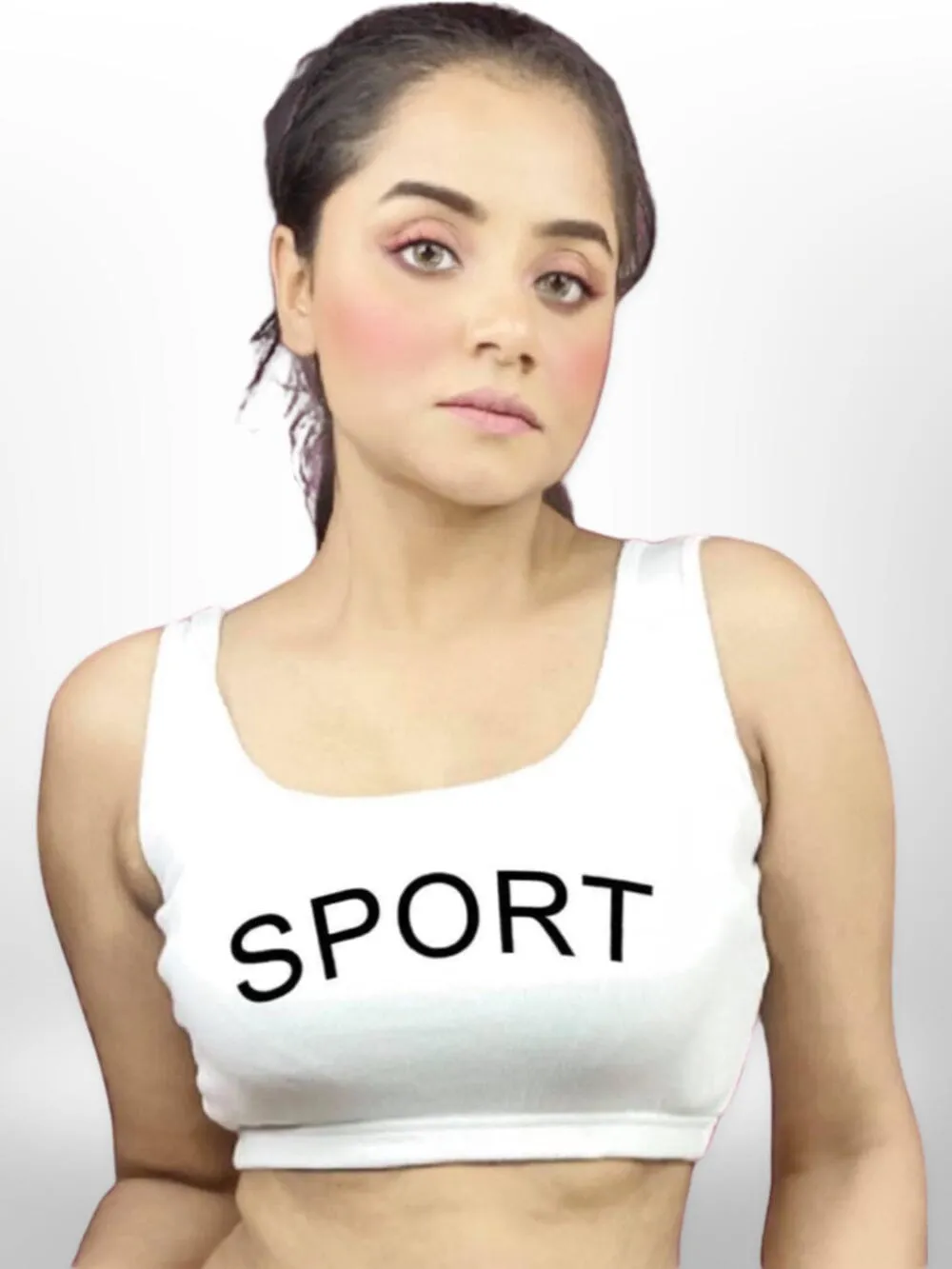 Sports Prints  White Gym & Sport Bra