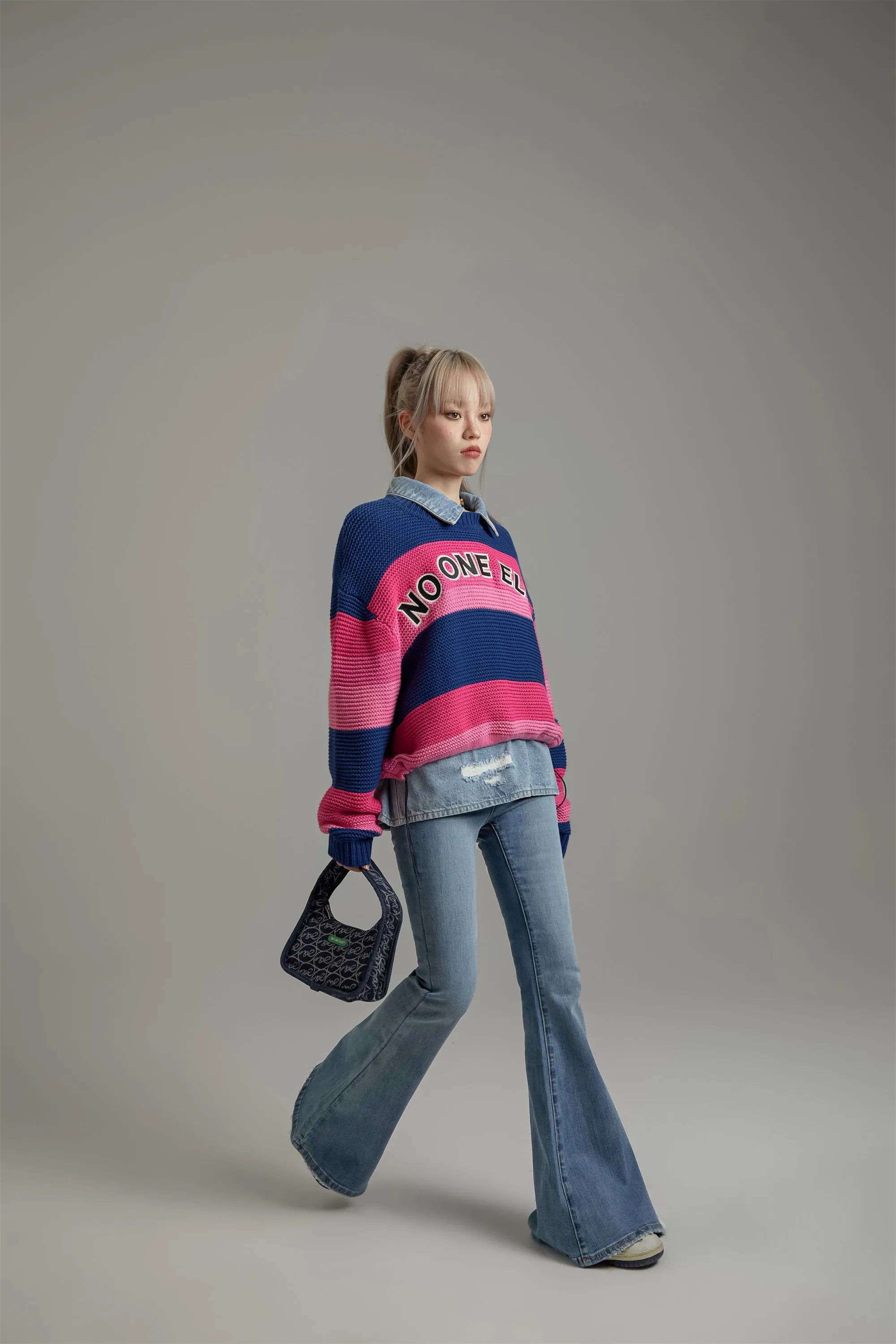Striped Loose Fit Knit Sweater