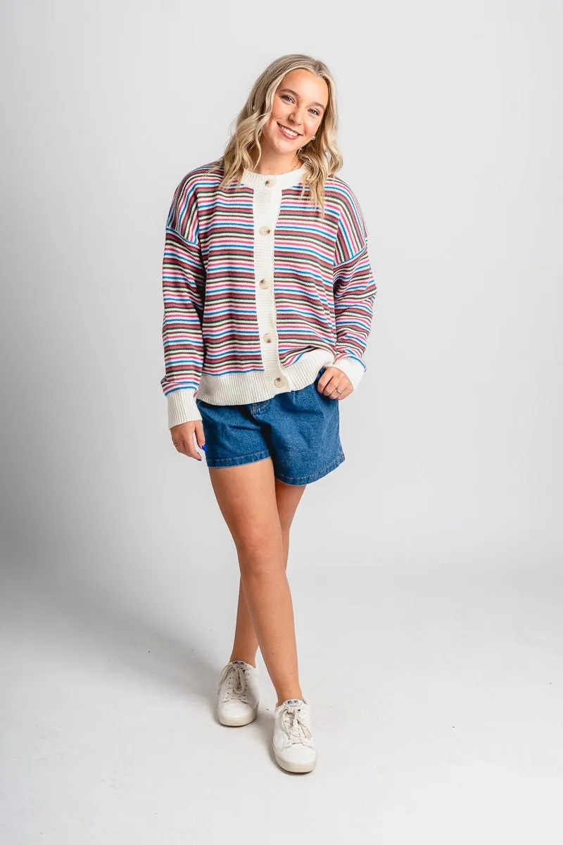 Striped sweater cardigan white/multi