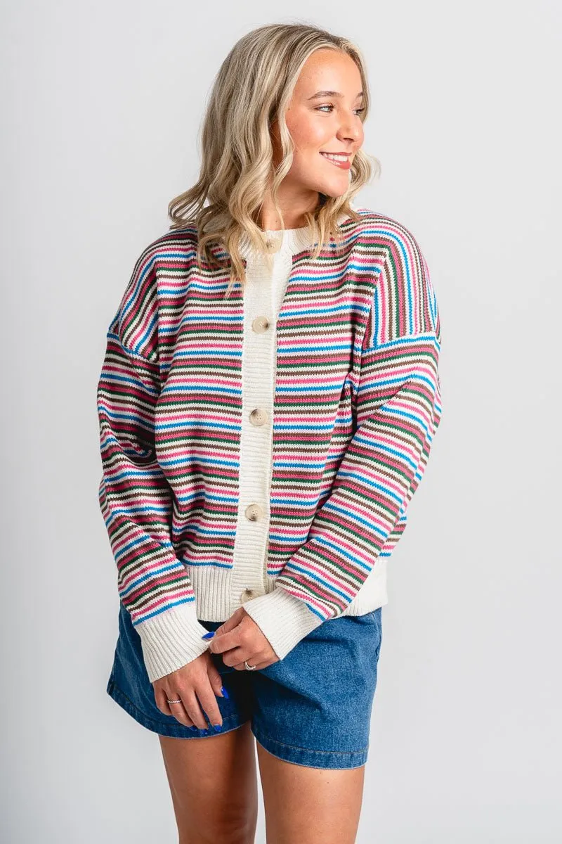 Striped sweater cardigan white/multi