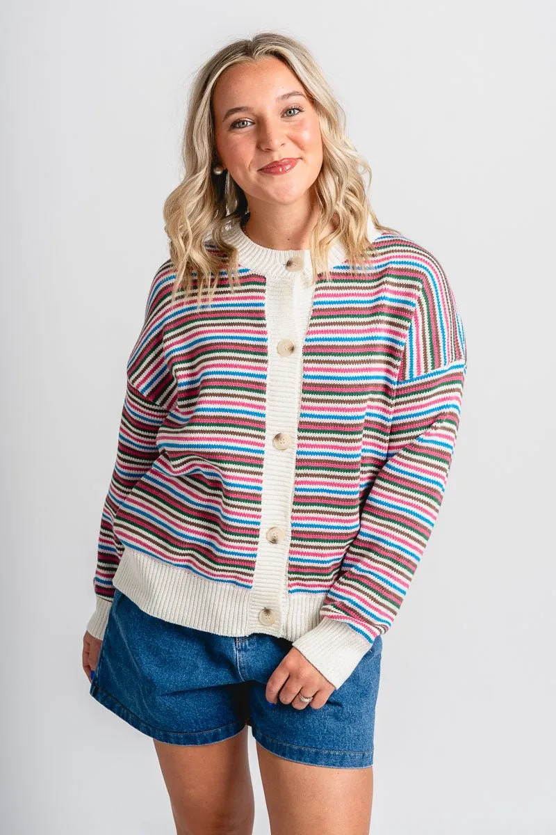 Striped sweater cardigan white/multi