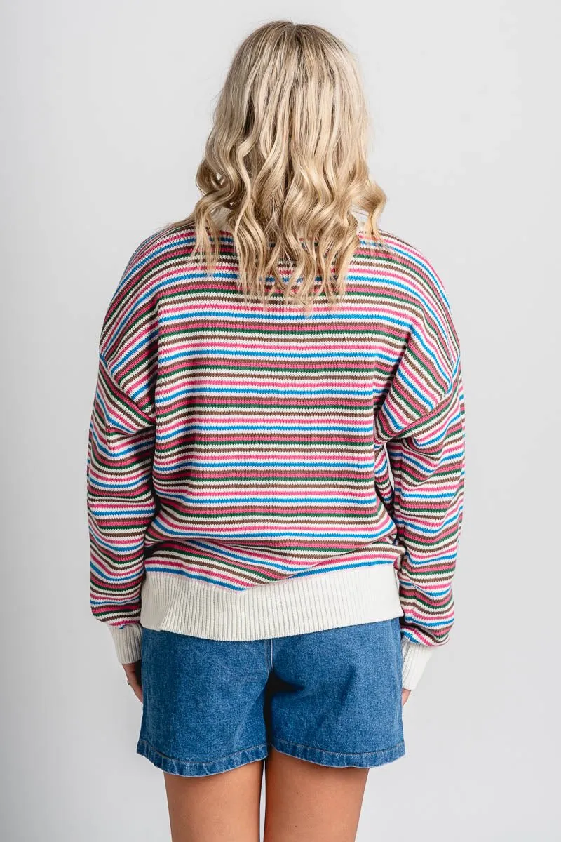 Striped sweater cardigan white/multi