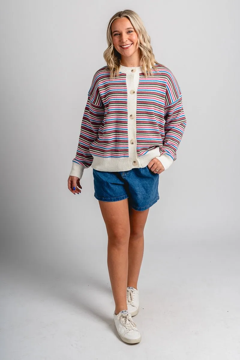 Striped sweater cardigan white/multi
