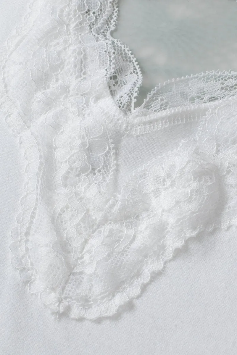 Sunny Day Dream V-Neck White Lace Top