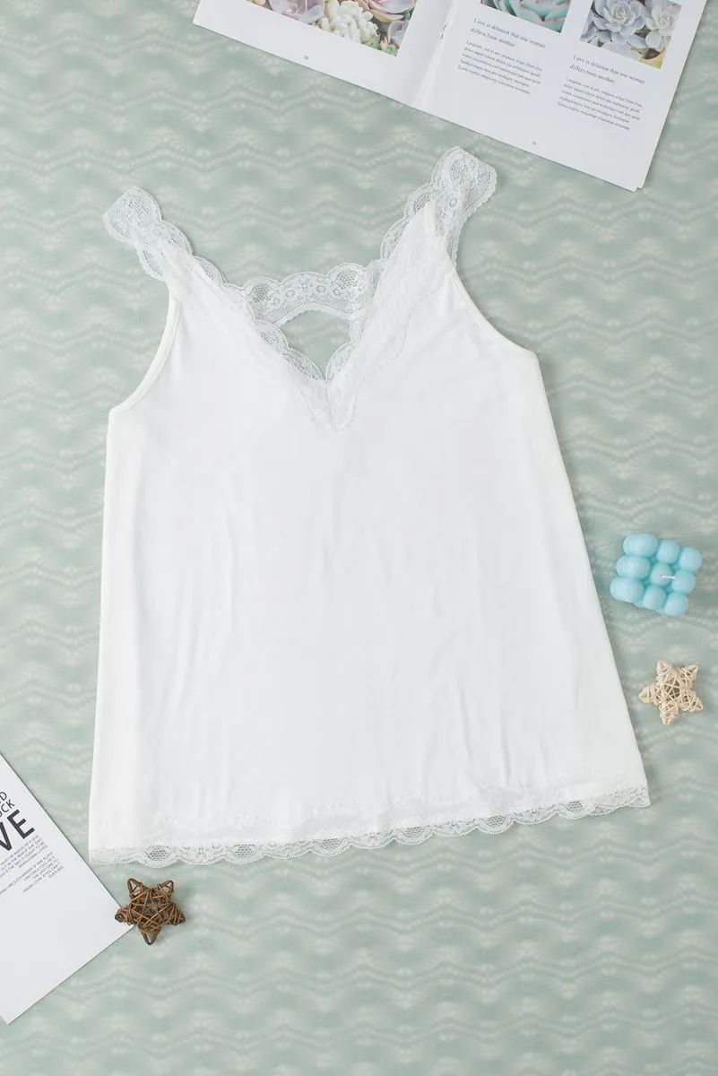 Sunny Day Dream V-Neck White Lace Top