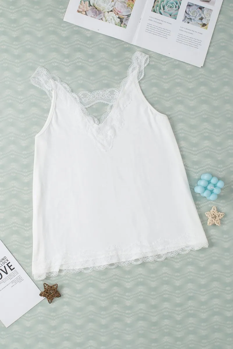 Sunny Day Dream V-Neck White Lace Top