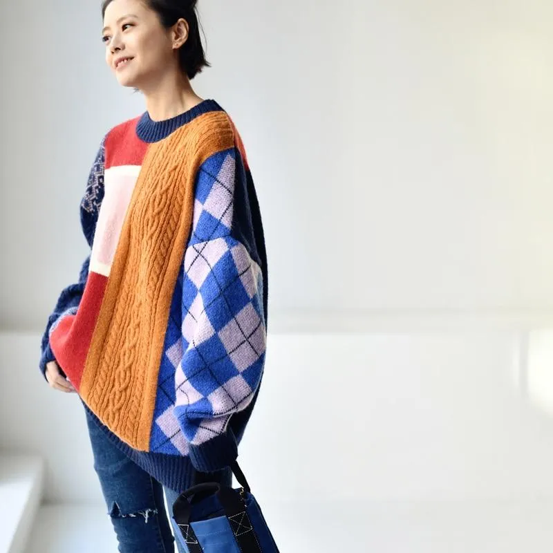 Vintage Patchwork Colourful Pullover