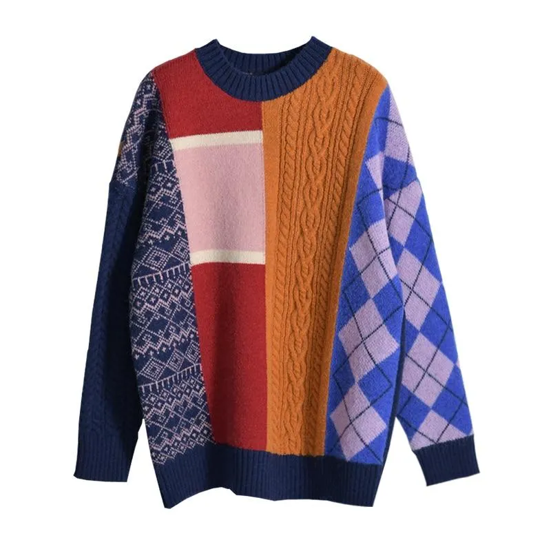 Vintage Patchwork Colourful Pullover