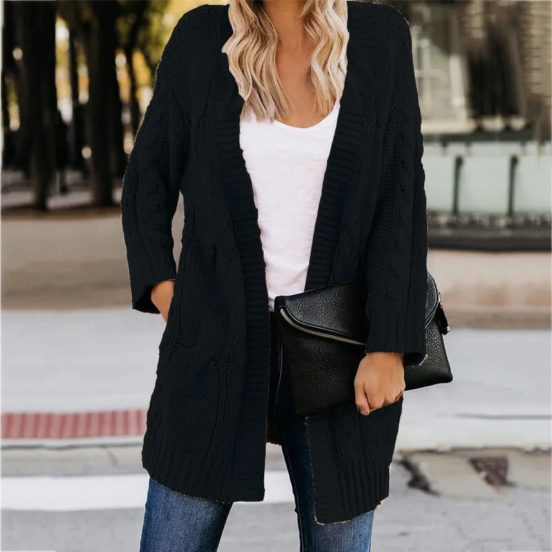 Winter Loose Cable Knitted Sweater Cardigan