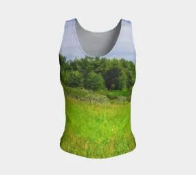 Women's All-Over Fitted Regular Tank Top - Fish Creek Park Votier's Flats Meadow