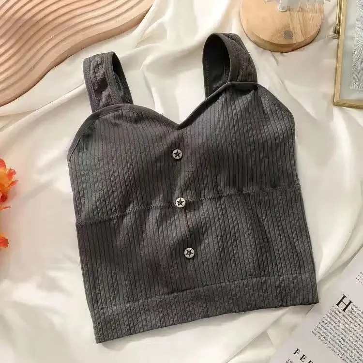 Women's Cute Y2K Sleeveless Cropped Tank Top - Slim Knit Corset Camisole, Summer 2024 Korean Style
