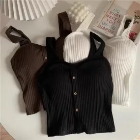 Women's Cute Y2K Sleeveless Cropped Tank Top - Slim Knit Corset Camisole, Summer 2024 Korean Style