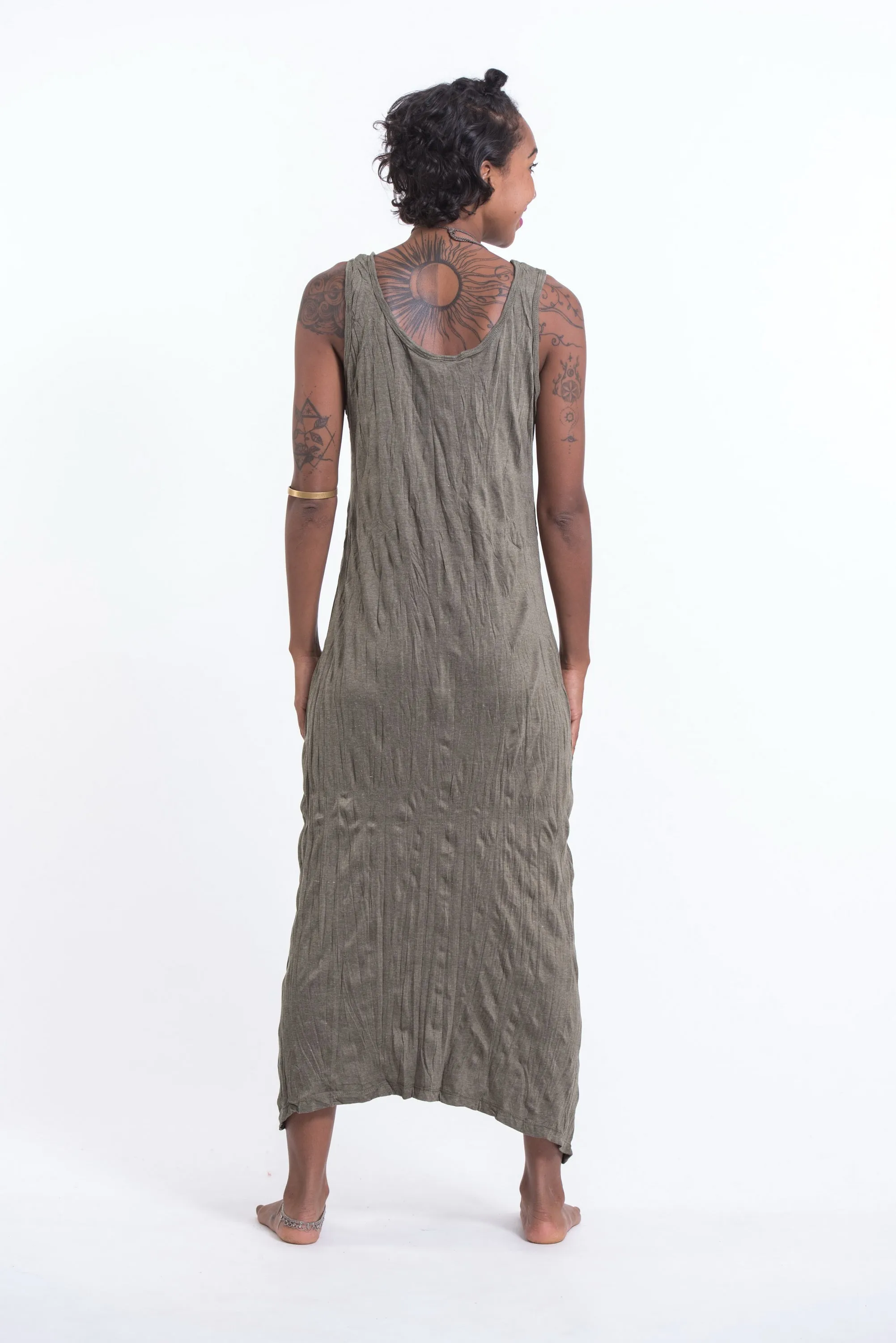 Womens Lotus Mandala Long Tank Dress in Green