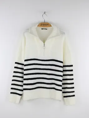 Women's Striped Wool Sweaters,Off White