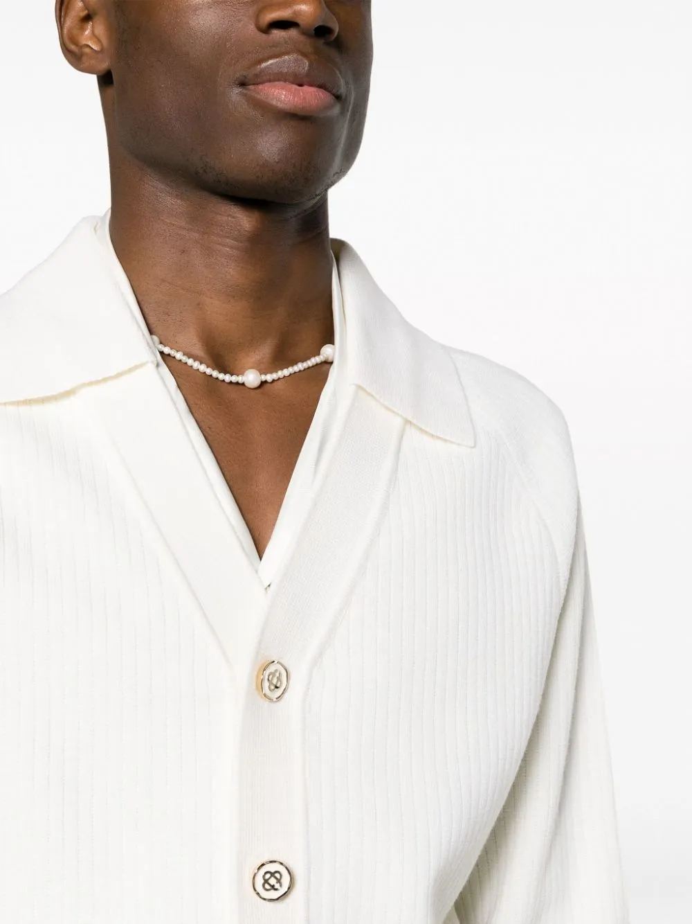 wool-blend ribbed cardigan