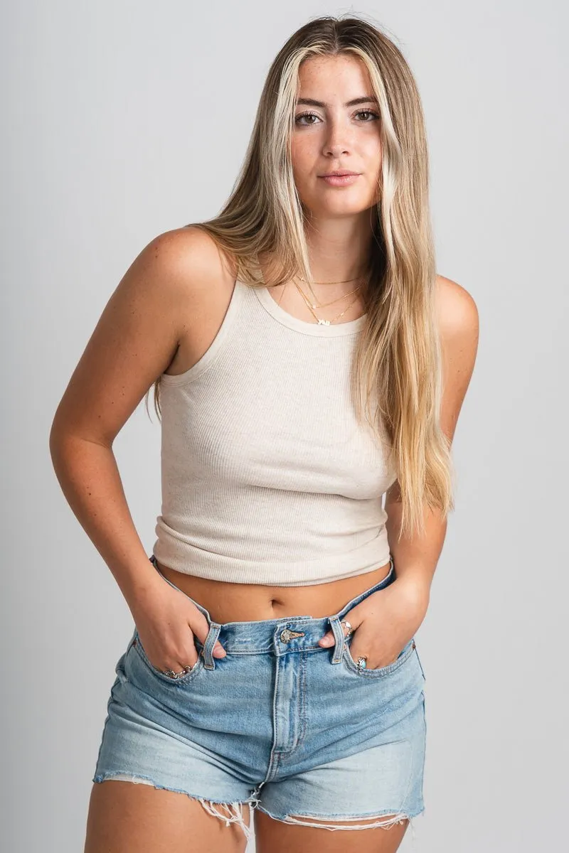 Z Supply torren rib tank top light oat heather