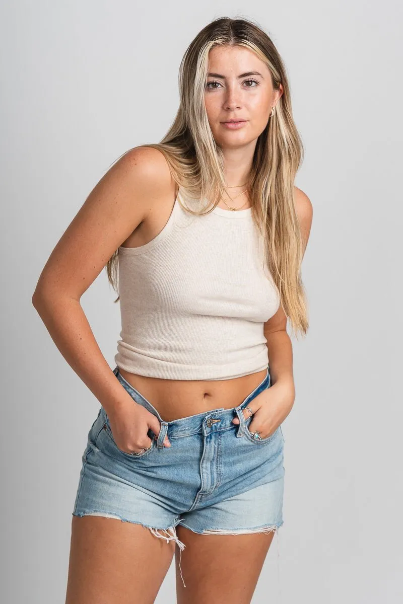 Z Supply torren rib tank top light oat heather