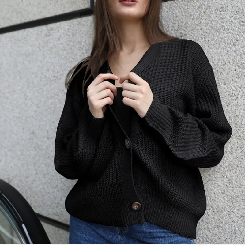 Zoki Knitted Cardigans Sweater Long Sleeve Loose Coat
