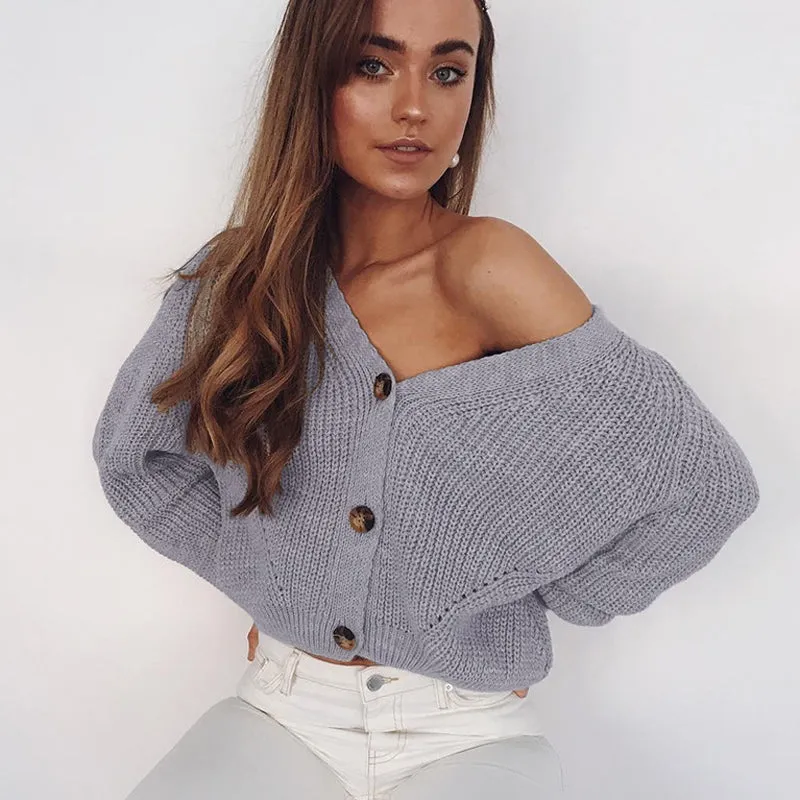 Zoki Knitted Cardigans Sweater Long Sleeve Loose Coat
