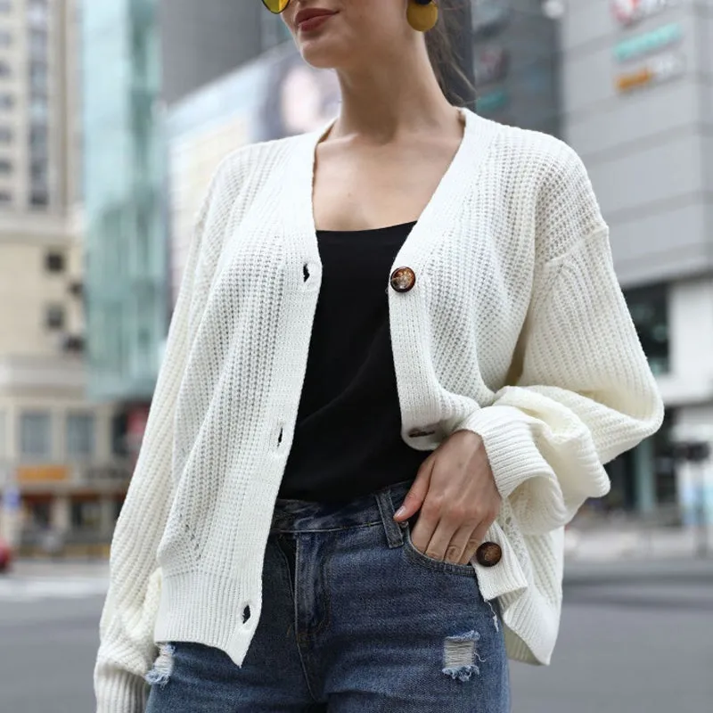 Zoki Knitted Cardigans Sweater Long Sleeve Loose Coat