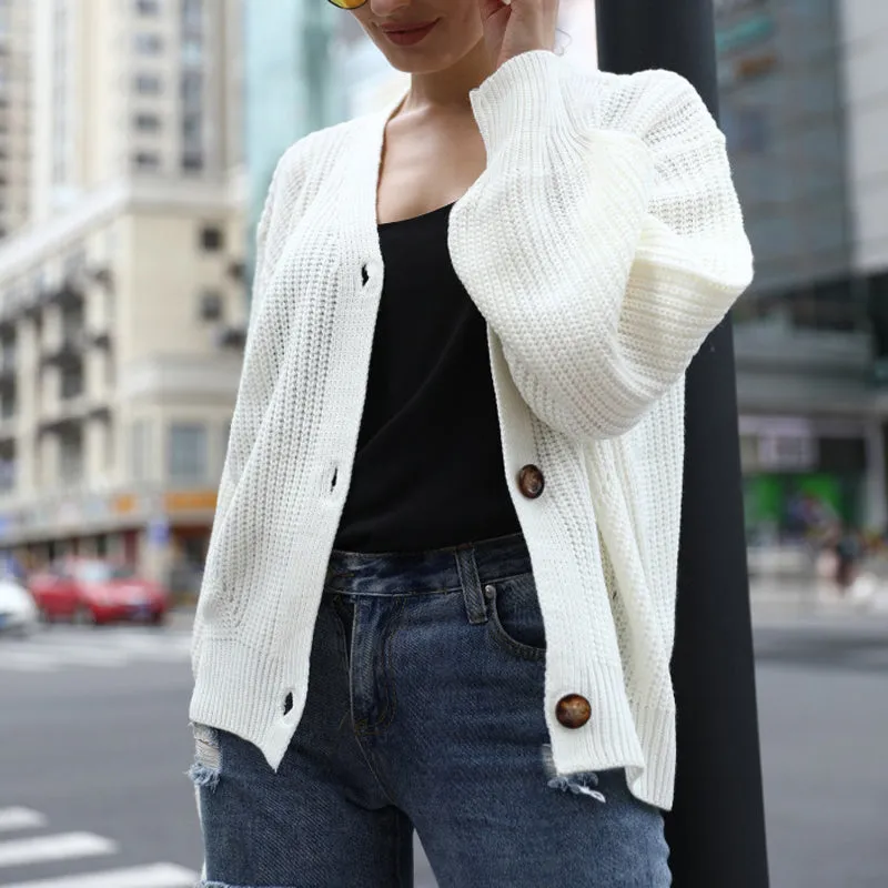 Zoki Knitted Cardigans Sweater Long Sleeve Loose Coat