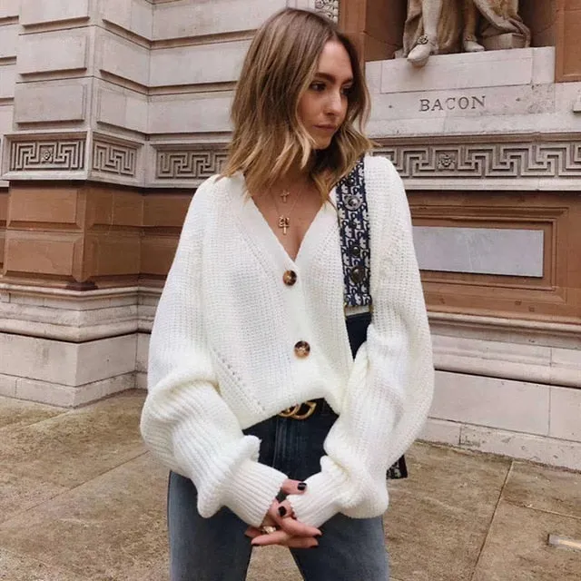 Zoki Knitted Cardigans Sweater Long Sleeve Loose Coat