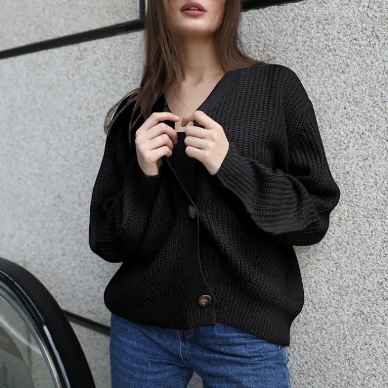 Zoki Knitted Cardigans Sweater Long Sleeve Loose Coat