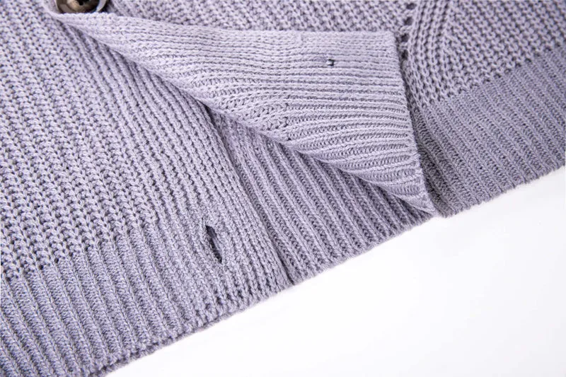Zoki Knitted Cardigans Sweater Long Sleeve Loose Coat