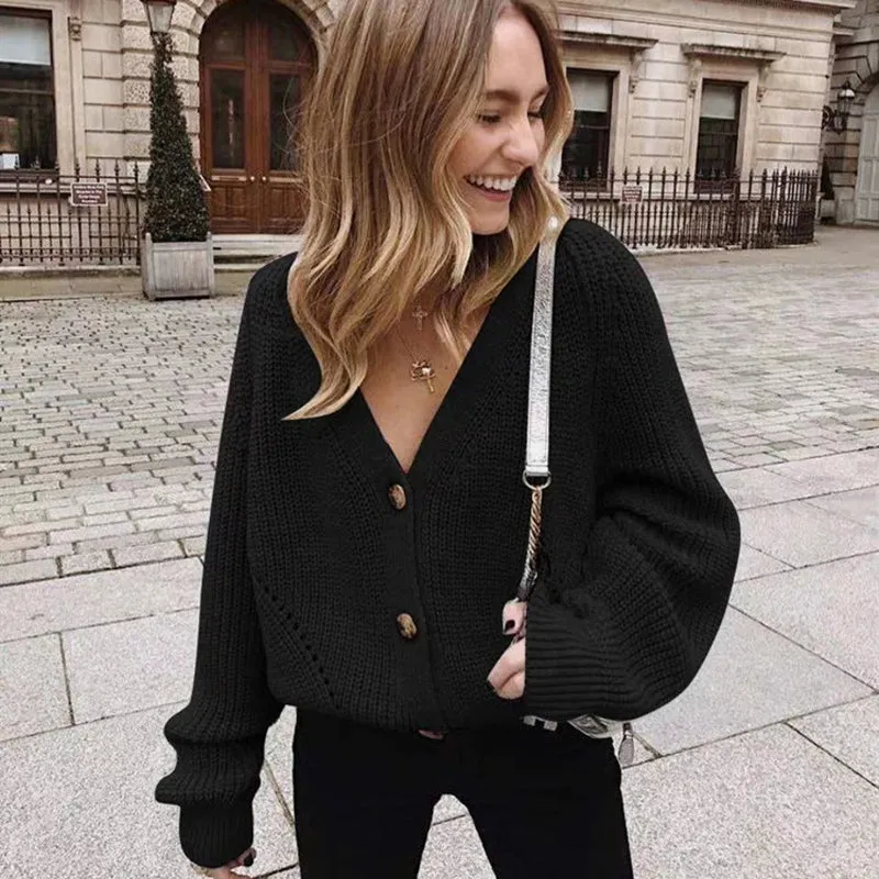Zoki Knitted Cardigans Sweater Long Sleeve Loose Coat